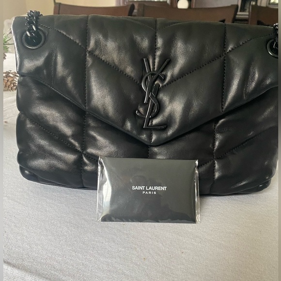 Saint Laurent PUFFER MEDIUM IN NAPPA LEATHER BLACK. $3,650 - Picture 12 of 12